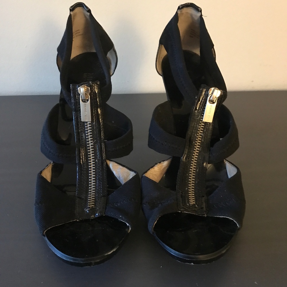 Michael Kors Black Zip Heel Sandals - Nylon - 8.5